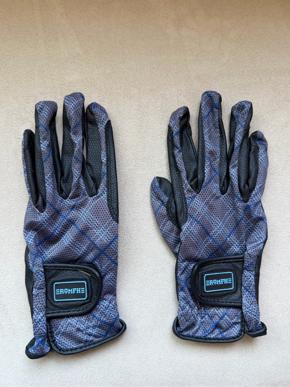 Rompf Hampton Plaid Lightweight Equestrian Riding Gloves - Sz 7.5 (Medium) NWOT